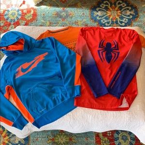 Boys sz8 long sleeve Bundle UA, ON and Nike